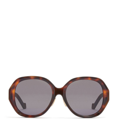Shop Loewe Eyewear Oval Tortoiseshell Sunglasses In Black