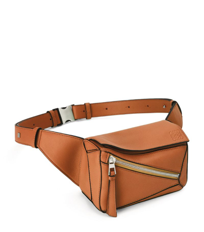 Shop Loewe Mini Leather Puzzle Belt Bag In Brown