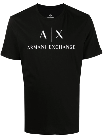 Shop Armani Exchange Logo-print Cotton T-shirt In Schwarz