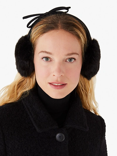 Kate Spade Shoelace Bow Earmuffs In Black
