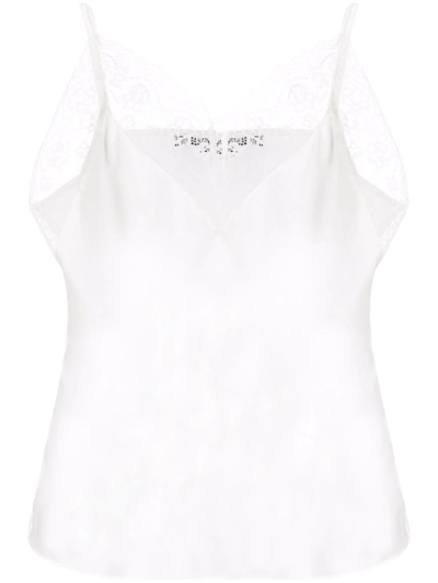 Shop Maje Lace-detail Sleeveless Top In White