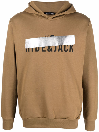 Hide & Jack Logo-print Pullover Hoodie In Brown