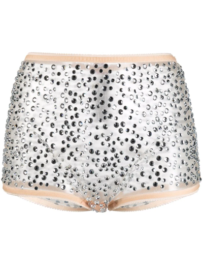 Shop N°21 Crystal-embellished High-waisted Briefs In Silver