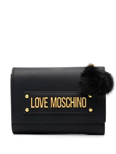 Shop Love Moschino Logo-plaque Purse In Black