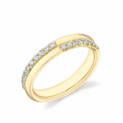 Shop Sarah Hendler Diamond Crossroads Cuff Bracelet In Yellow Gold,white Diamonds