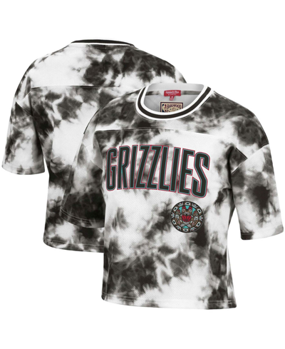 Shop Mitchell & Ness Women's Black And White Vancouver Grizzlies Hardwood Classics Tie-dye Cropped T-shirt In Black/white