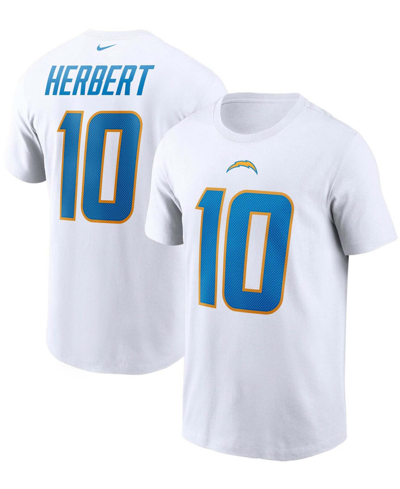 Shop Nike Men's  Justin Herbert White Los Angeles Chargers Name And Number T-shirt
