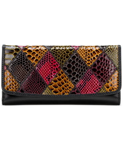Shop Patricia Nash Haxby Trifold Leather Wallet In Black Multi