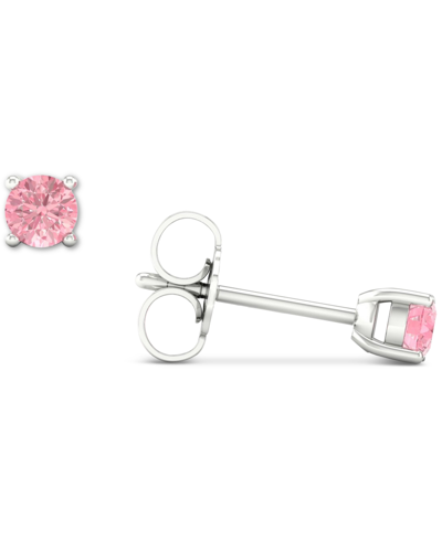 Shop Forever Grown Diamonds Lab-created Pink Diamond Stud Earrings (1/4 Ct. T.w.) In Sterling Silver