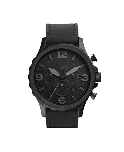 Fossil Men's Neutra Chronograph Movement, Black Leather Strap Watch With Matching Black Leather Bracelet, 4 In Black