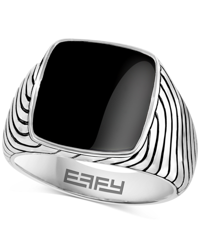 Shop Effy Collection Effy Men's Onyx Ring In Sterling Silver