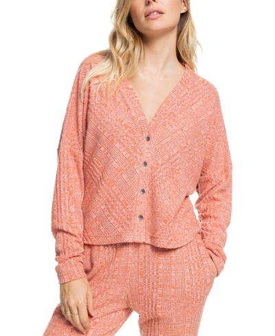 Shop Roxy Juniors' Lazy Day Cardigan In Ginger Spice