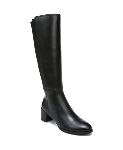 Shop Naturalizer Brent Wide Calf High Shaft Boots Women's Shoes In Black Leather/fabric