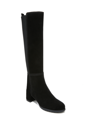 Shop Naturalizer Brent Wide Calf High Shaft Boots Women's Shoes In Black Suede/fabric