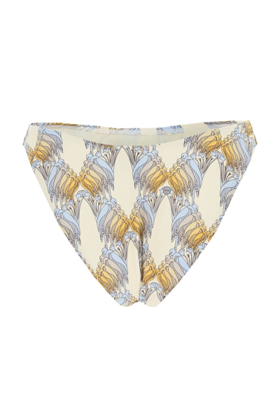 Shop Tory Burch Printed Bikini Bottom In Beige,light Blue