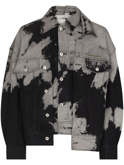 Tie-dye Layered Denim Jacket In Black