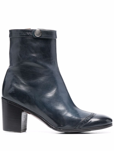 Shop Alberto Fasciani Brogue-detail Leather Ankle Boots In Blue