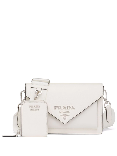Shop Prada Mini Branded Envelope Bag In White