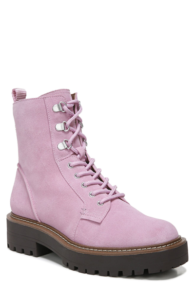 Shop Sam Edelman Lue Lug Sole Combat Boot In Washed Hibiscus Suede