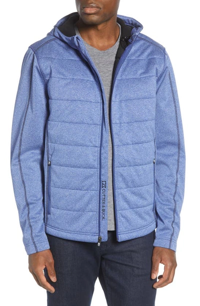 Shop Cutter & Buck Altitude Weathertec Hooded Jacket In Tour Blue