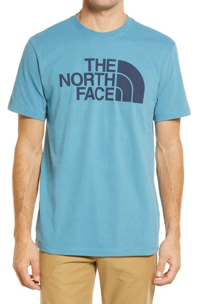 Shop The North Face Half Dome Logo Graphic Tee In Storm Blue
