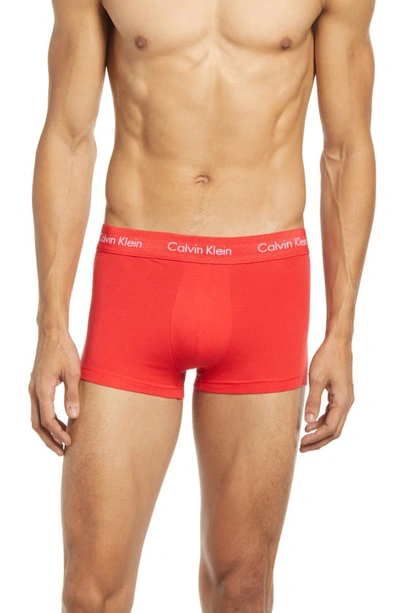 Shop Calvin Klein 3-pack Moisture Wicking Stretch Cotton Trunks In Sky/ Royal/ Red