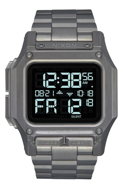 Shop Nixon Regulus Digital Bracelet Watch, 46mm In Gunmetal/ Black/ Gunmetal