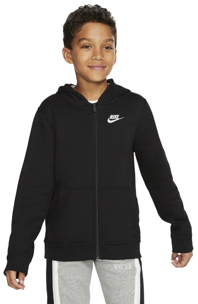 Shop Nike Kids' Sportswear Full Zip Fleece Hoodie In Black/white