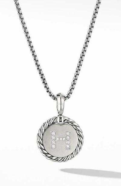 Shop David Yurman Initial Charm Necklace With Diamonds In Silver/ Diamond-h