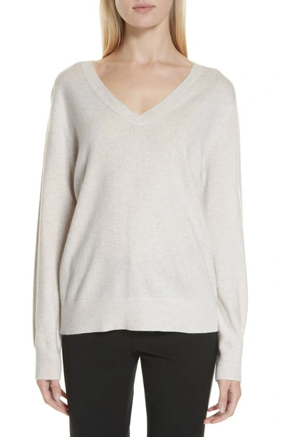 Shop Vince Weekend V-neck Cashmere Sweater In Heather White