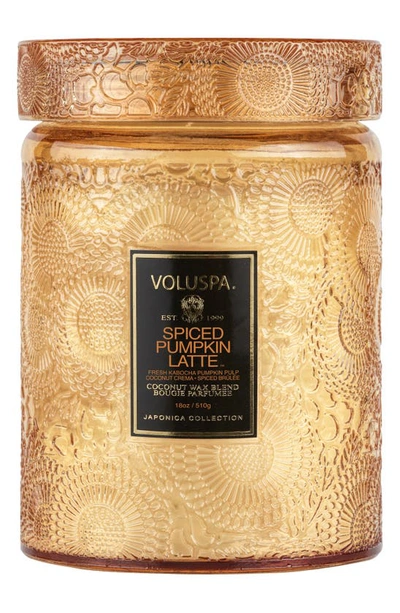 Voluspa Spiced Pumpkin Latte Large Glass Jar Candle With Lid In Spiced Pumpkin Latte