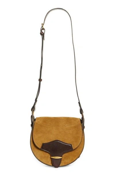 Shop Isabel Marant Botsy Suede & Leather Crossbody Bag In Taupe