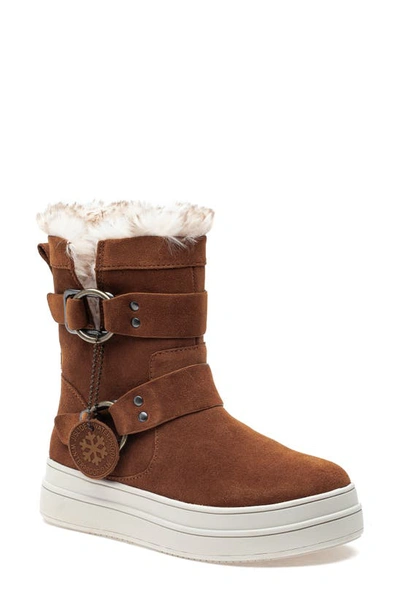 Shop Jslides Nelly Water Resistant Faux Fur Boot In Tan Suede Tnsw5