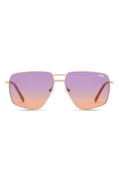 Shop Quay Next Please 62mm Aviator Sunglasses In Gold / Purple To Orange