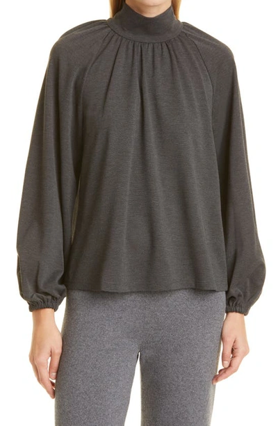Toccin Baby-doll Turtleneck Blouse In Charcoal