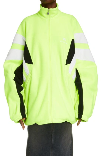Shop Balenciaga Sporty B Logo Oversize Polar Fleece Track Jacket In 0720 Fluo Yellow W