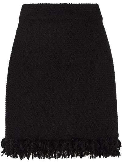 Shop Dolce & Gabbana Frayed Bouclé Miniskirt In Schwarz