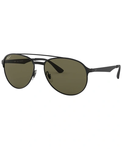 Shop Ray Ban Ray-ban Polarized Sunglasses, Rb3606 In Shiny Black On Top Matte Black / Dark Gr