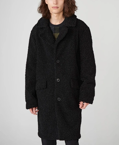 Karl Lagerfeld Wool Blend Double Breasted Topcoat In Black