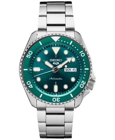 Shop Seiko Men's Automatic 5 Sports Stainless Steel Bracelet Watch 43mm In Green