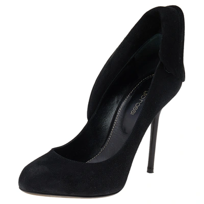 Pre-owned Sergio Rossi Black Suede Swirl Detail Pumps Size 36