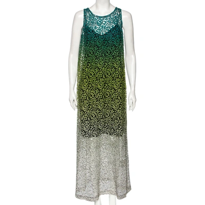 Pre-owned Missoni Green Ombre Lace Maxi Dress M