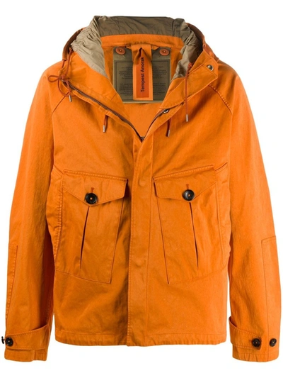 Shop Ten C Tangerine Orange Flap-pocket Hooded Jacket