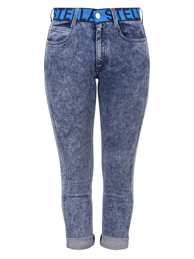 Shop Stella Mccartney Logo Print Denim Jeans In Blue