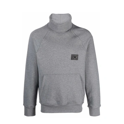 Shop Neil Barrett Logo-patch Rollneck Sweatshirt In Grey