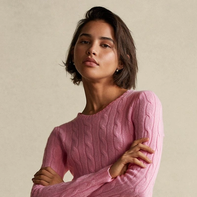 Shop Ralph Lauren Cable-knit Cashmere Sweater In Harbor Pink