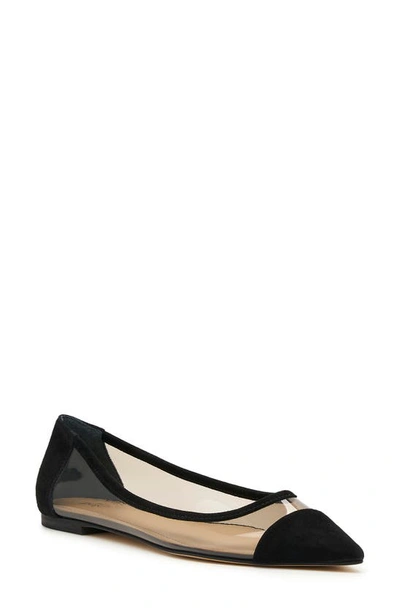 Shop Botkier Annie Pointed Toe Flat In Black Faux Leather