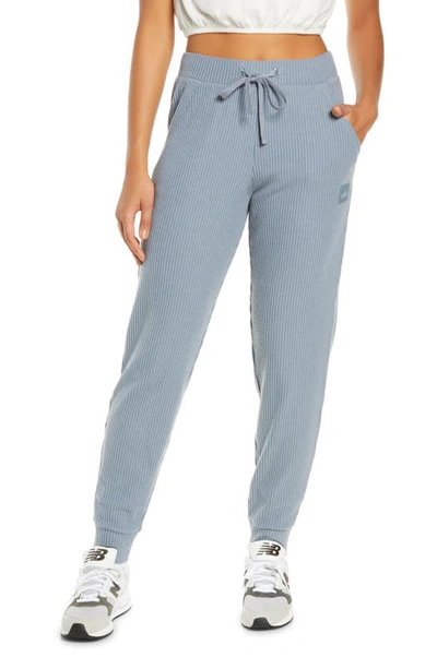 Shop Alo Yoga Muse Ribbed High Waist Sweatpants In Steel Blue