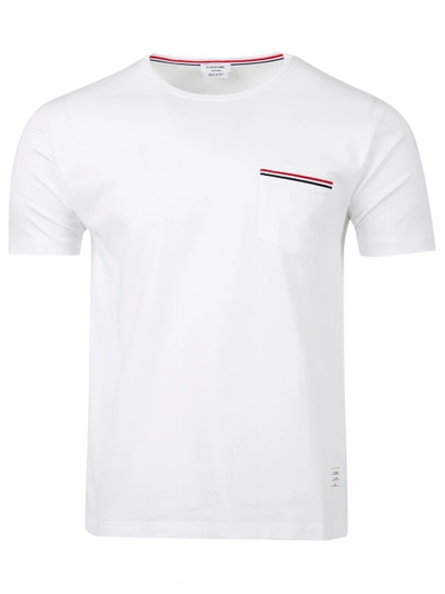 Shop Thom Browne Short Sleeve Pocket T-shirt In White