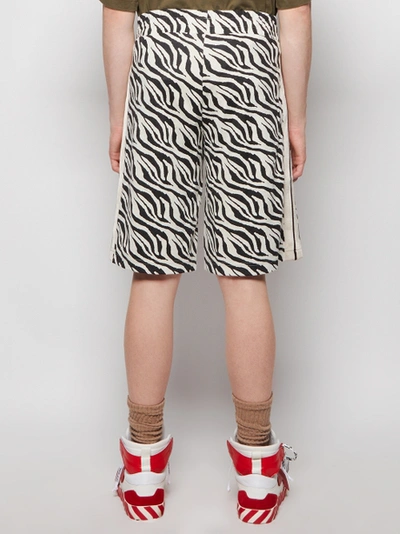 Shop Palm Angels Zebra Jacquard Track Short In Black & White